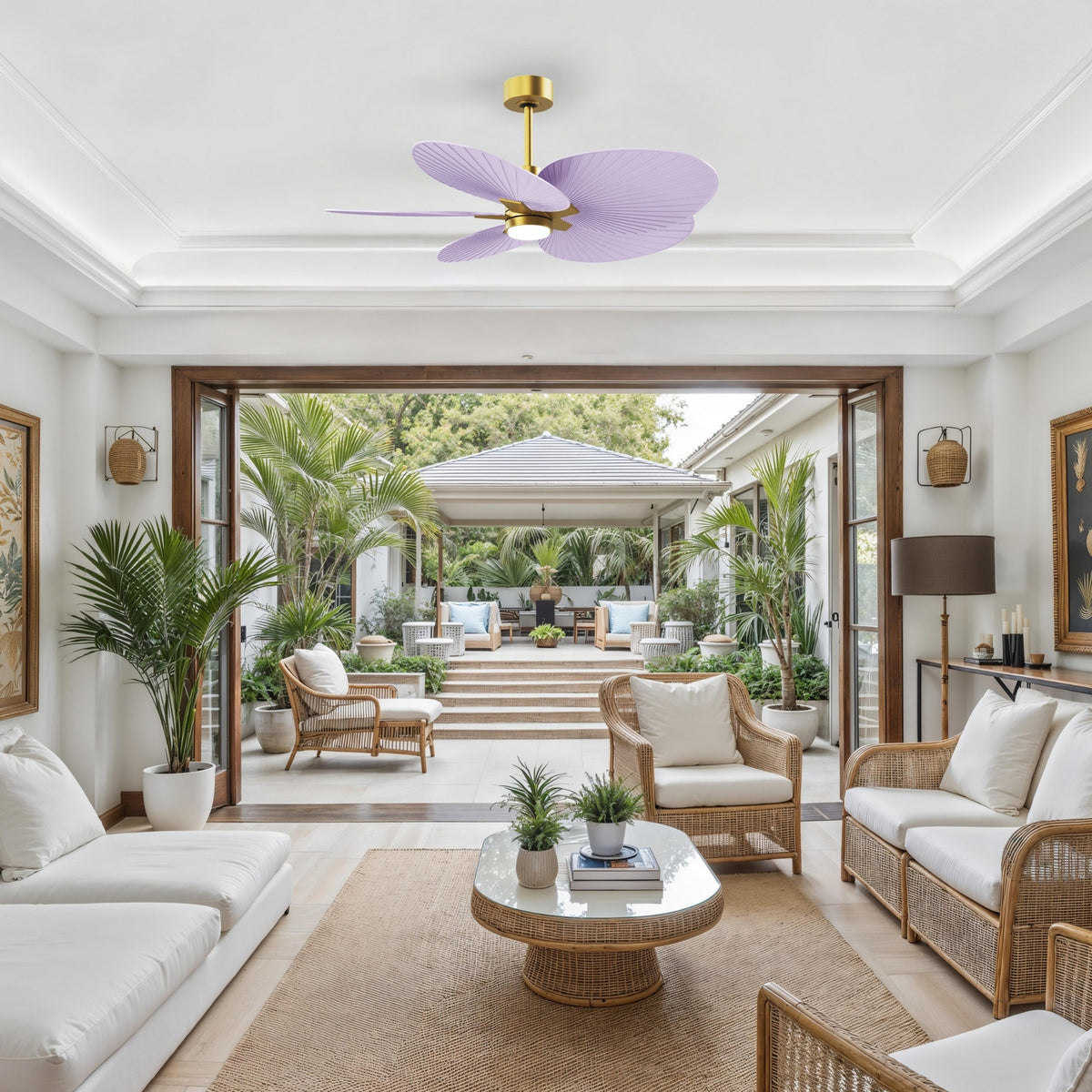 Matthews Fan Company - AKTPLK-BRBR-LI - 48" Ceiling Fan - Alessandra Tropical - LK - Brushed Brass