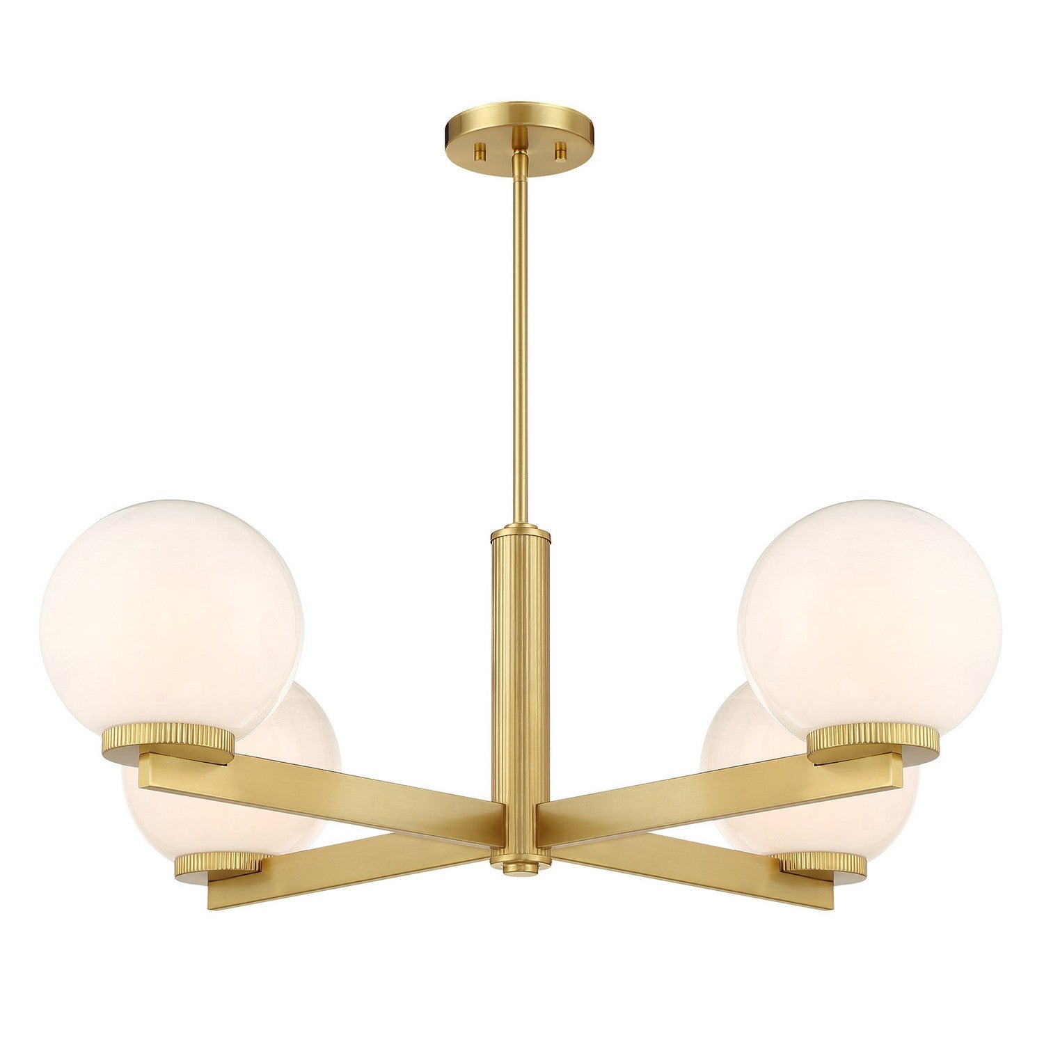 Meridian - M100123NB - Four Light Chandelier - Natural Brass