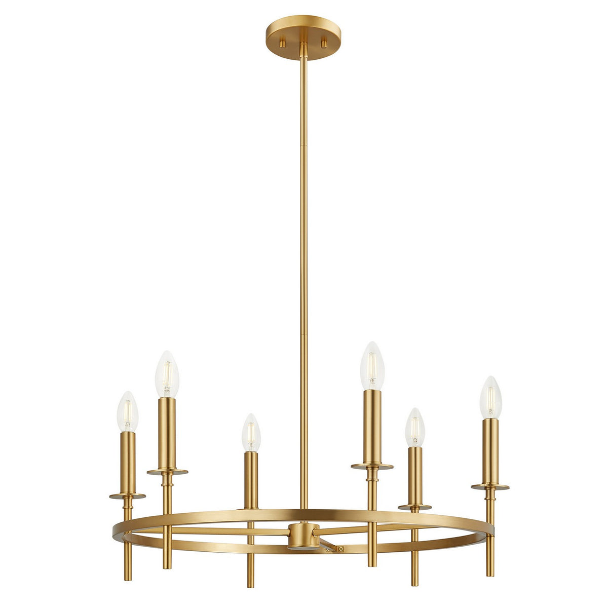 Meridian - M100140NB - Six Light Chandelier - Natural Brass