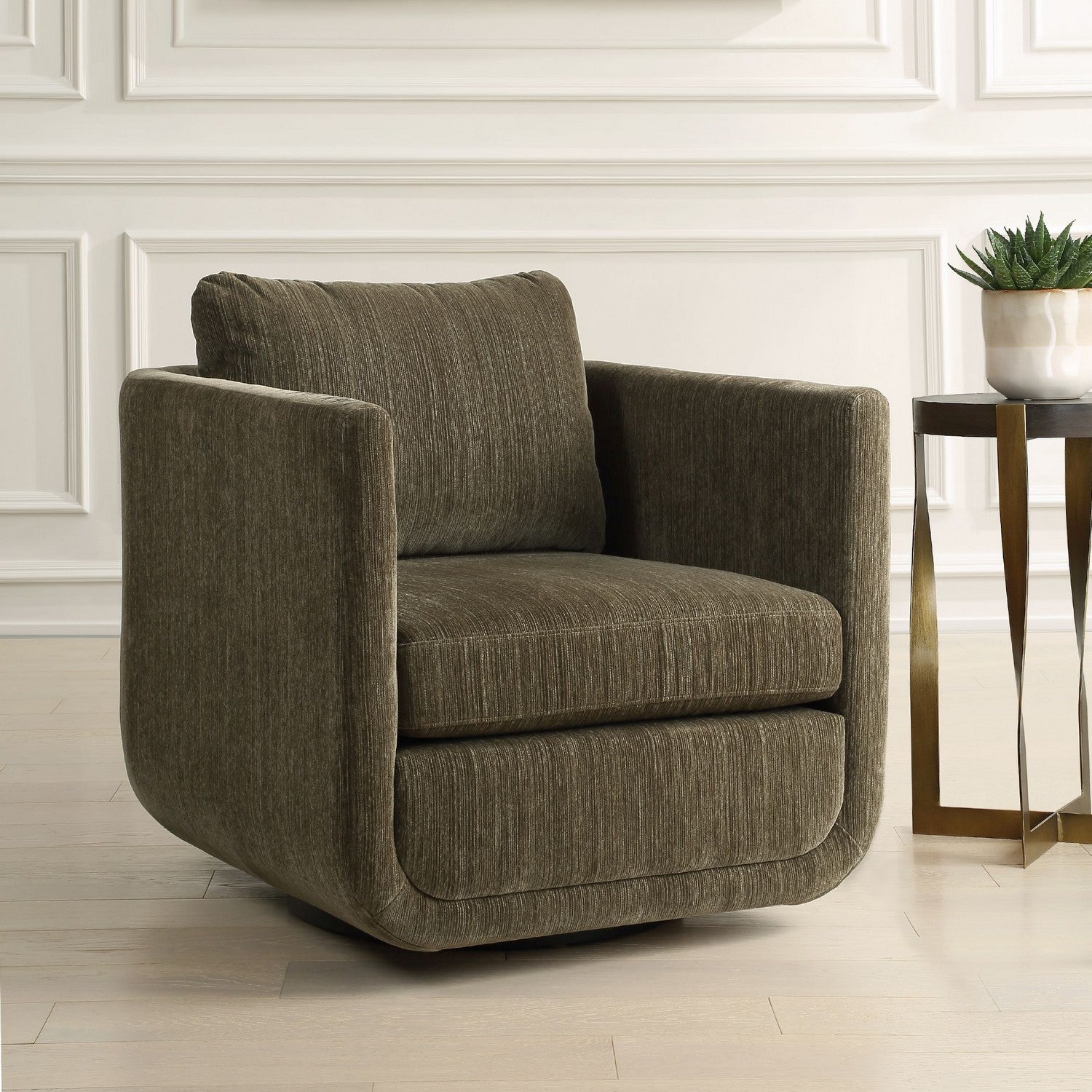 Uttermost - 23879 - Swivel Chair - Abound - Textured Chenille In Herb