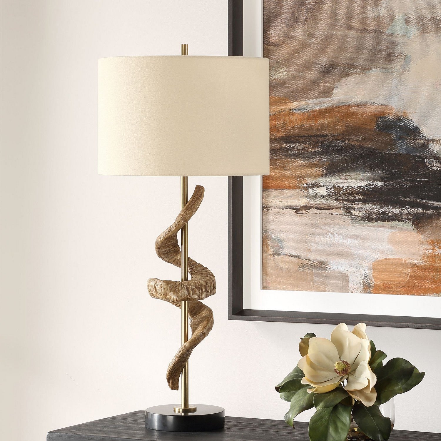 Uttermost - 30456 - One Light Table Lamp - Rams - Antique Brass