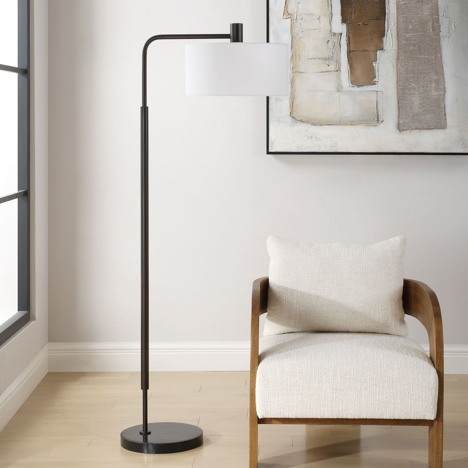 Uttermost - 30477 - One Light Floor Lamp - Richie - Satin Black