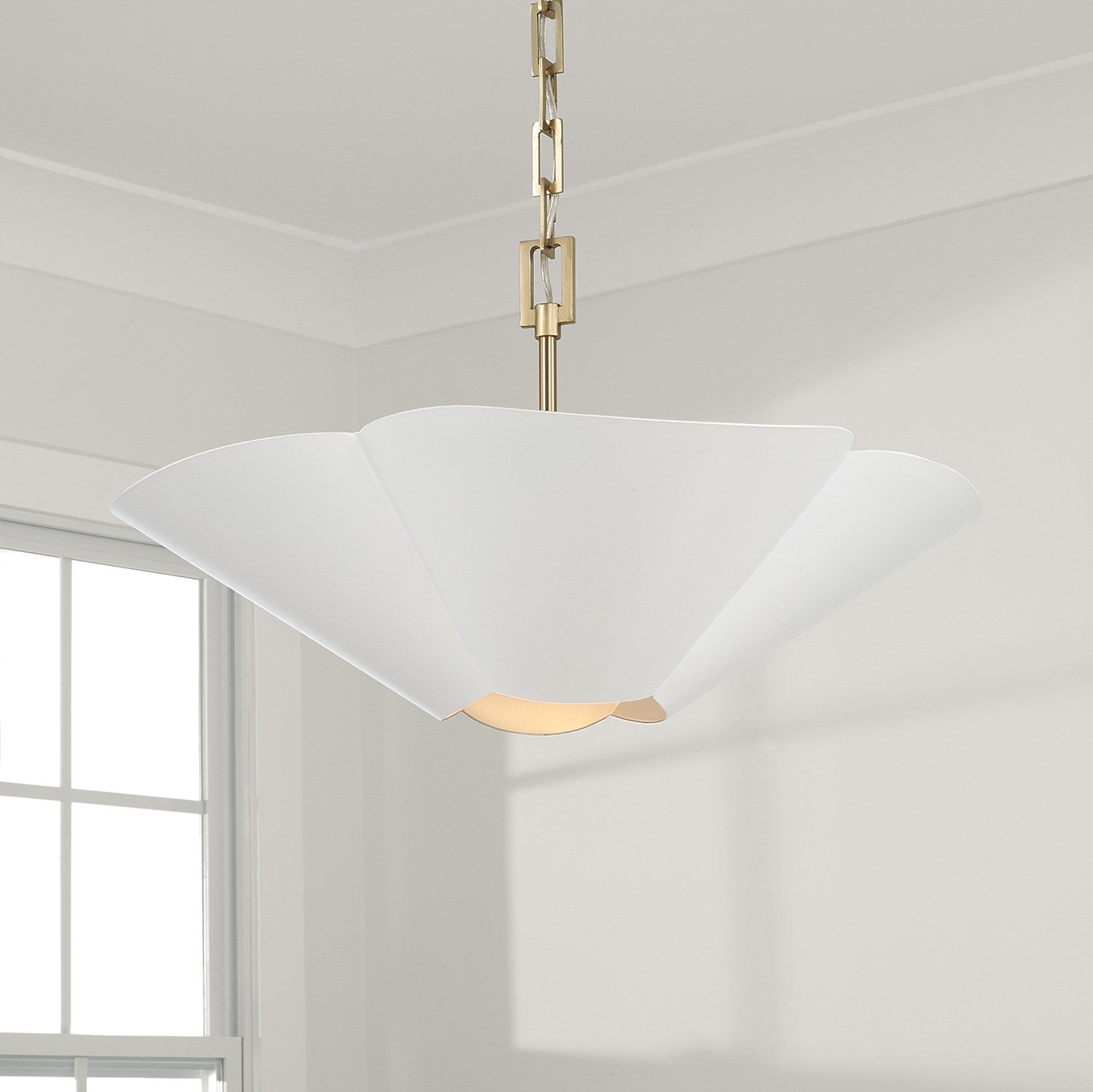 Capital Lighting - 355443RE - Four Light Pendant - Maeve - Matte Brass and White