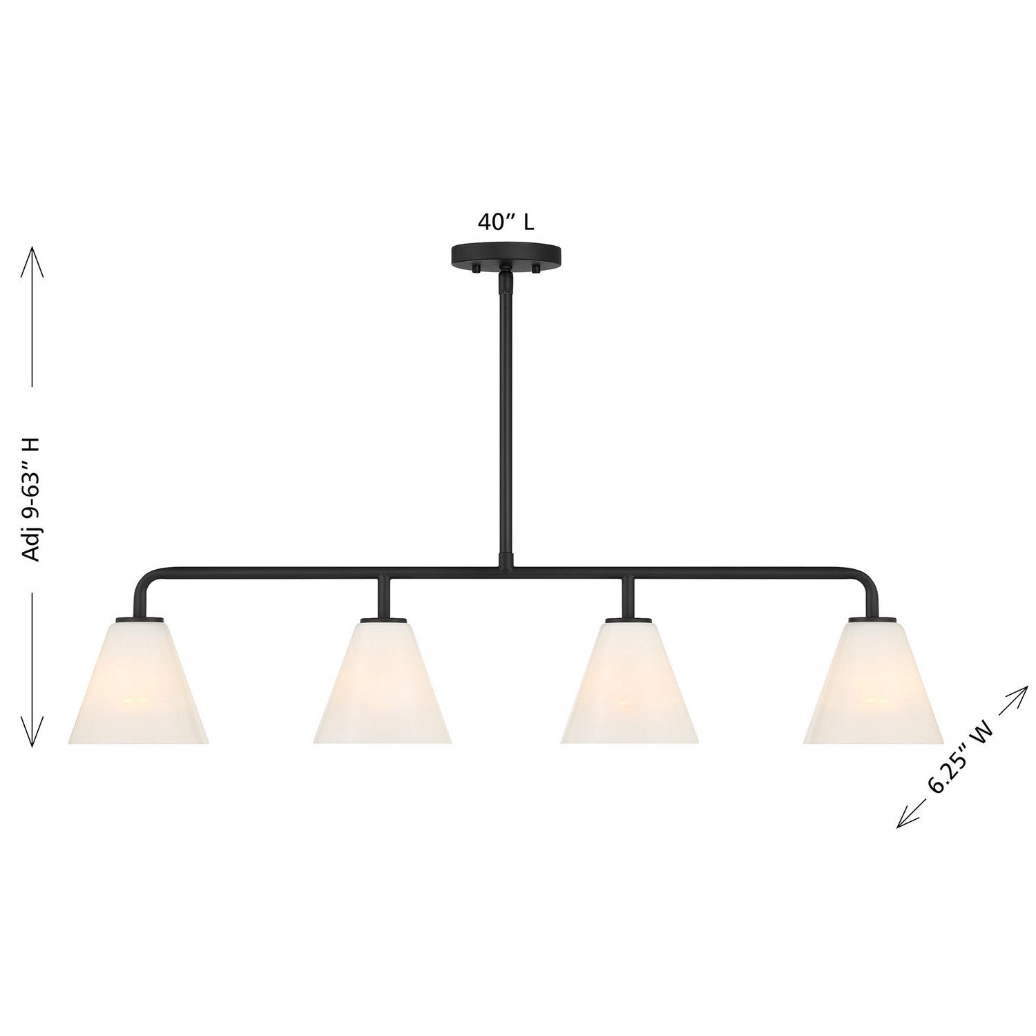 Savoy House - 1-4014-4-89 - Four Light Linear Chandelier - Blair - Matte Black