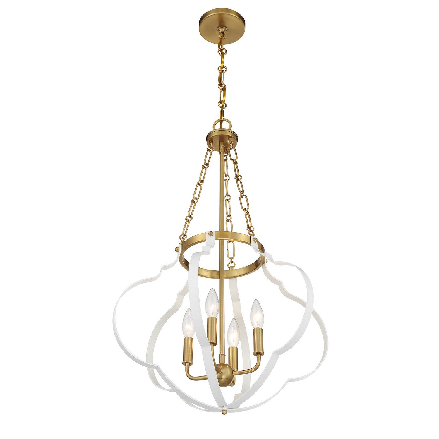 Savoy House - 7-4866-4-142 - Four Light Pendant - Mercer - White and Warm Brass