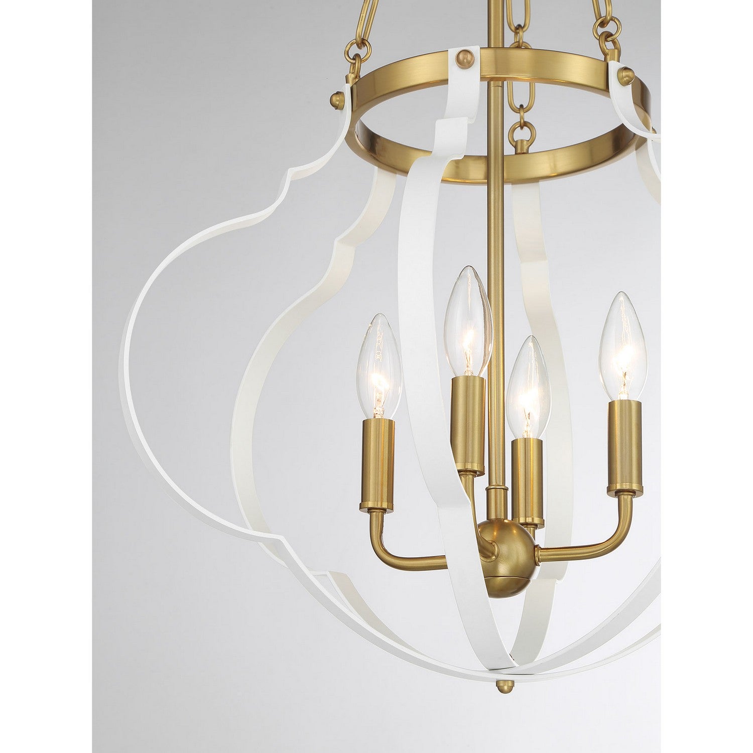 Savoy House - 7-4866-4-142 - Four Light Pendant - Mercer - White and Warm Brass