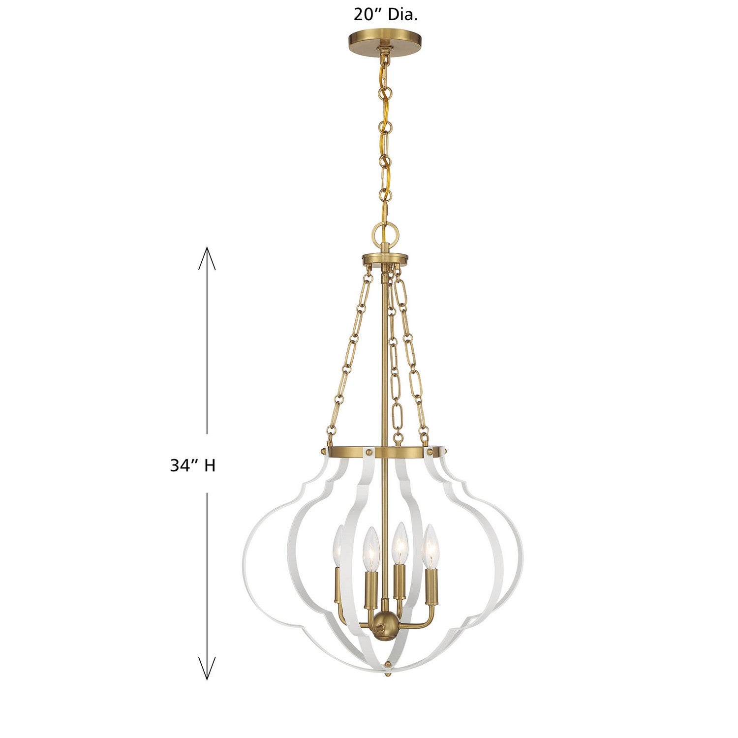Savoy House - 7-4866-4-142 - Four Light Pendant - Mercer - White and Warm Brass