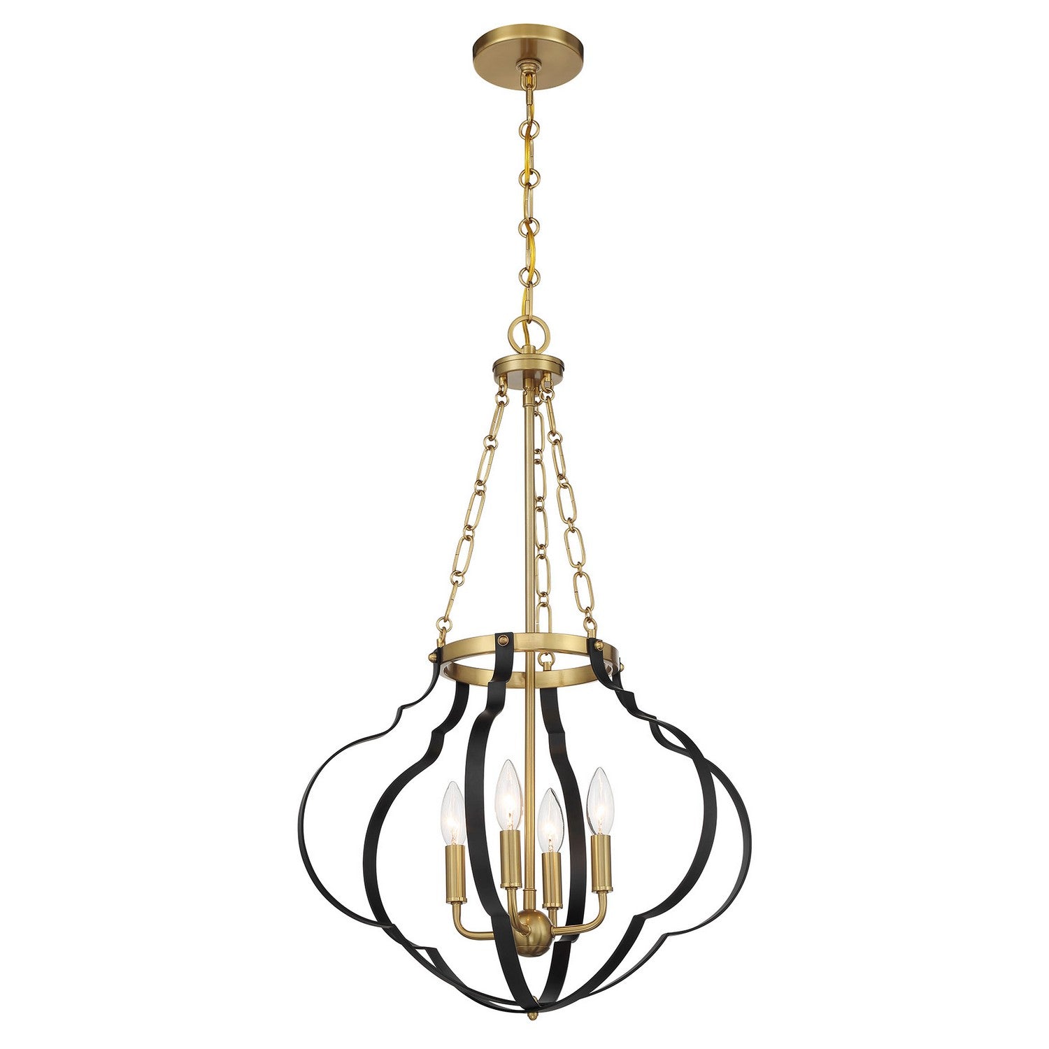 Savoy House - 7-4866-4-143 - Four Light Pendant - Mercer - Matte Black and Warm Brass