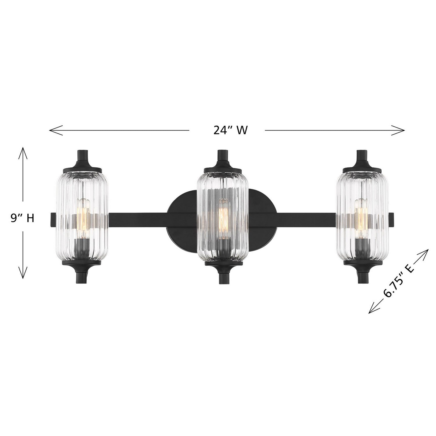 Savoy House - 8-3024-3-BK - Three Light Bathroom Vanity - Holton - Matte Black