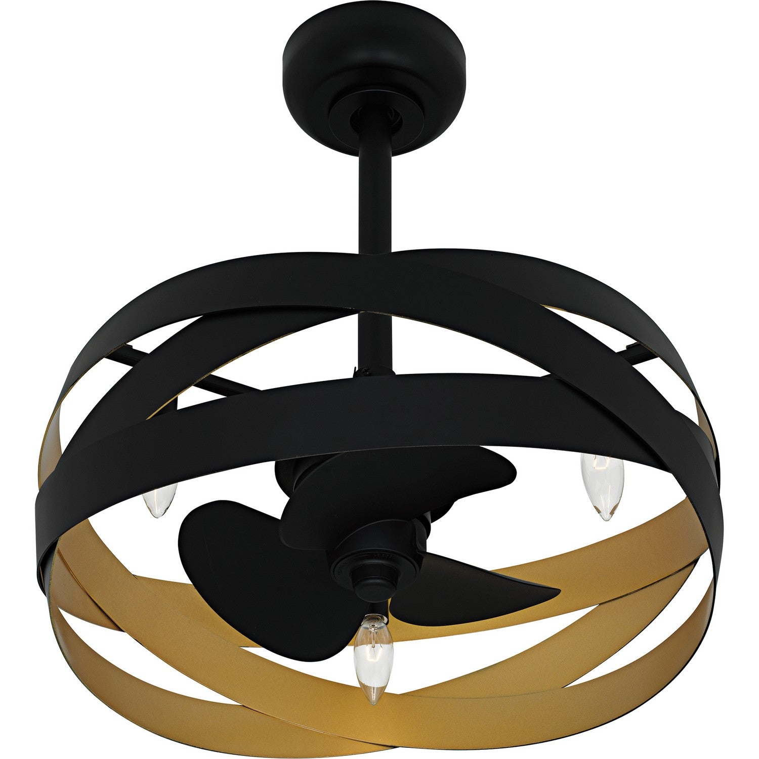 Quoizel - QFA6771MBK - Three Light Fan Light - Quoizel Fandelier - Matte Black