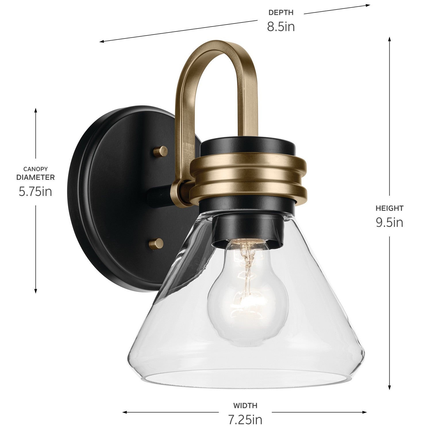 Kichler - 55153BKCLR - One Light Wall Sconce - Farum - Black