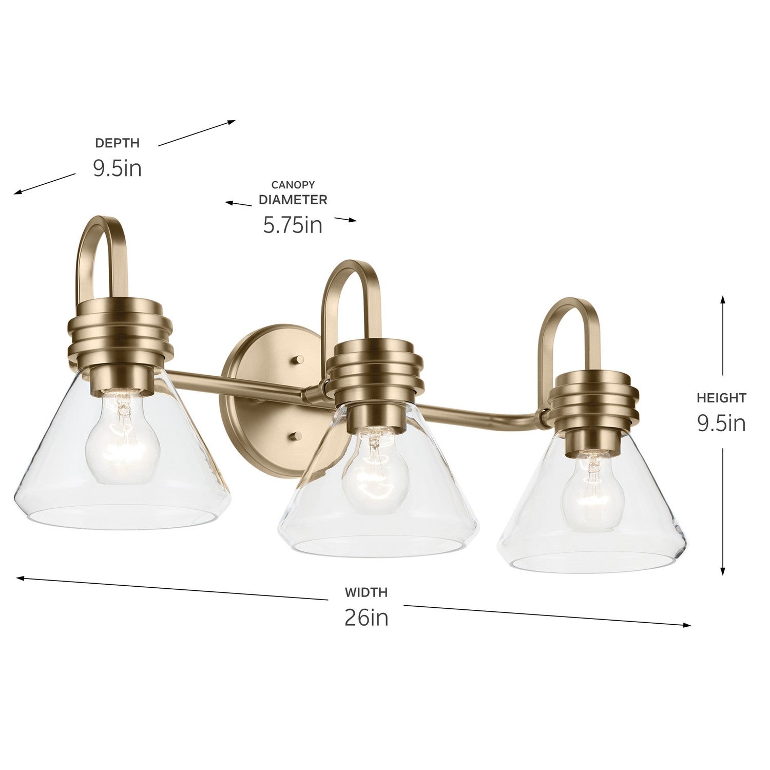 Kichler - 55155CPZCLR - Three Light Bath - Farum - Champagne Bronze