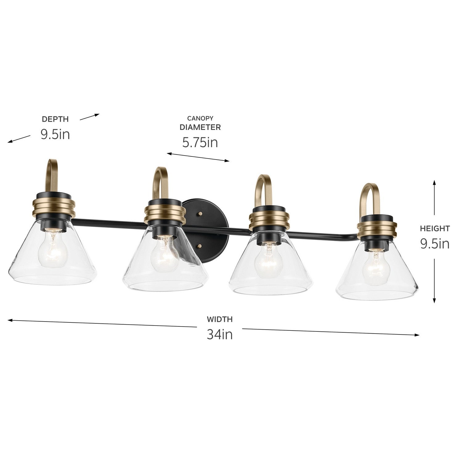 Kichler - 55156BKCLR - Four Light Bath - Farum - Black