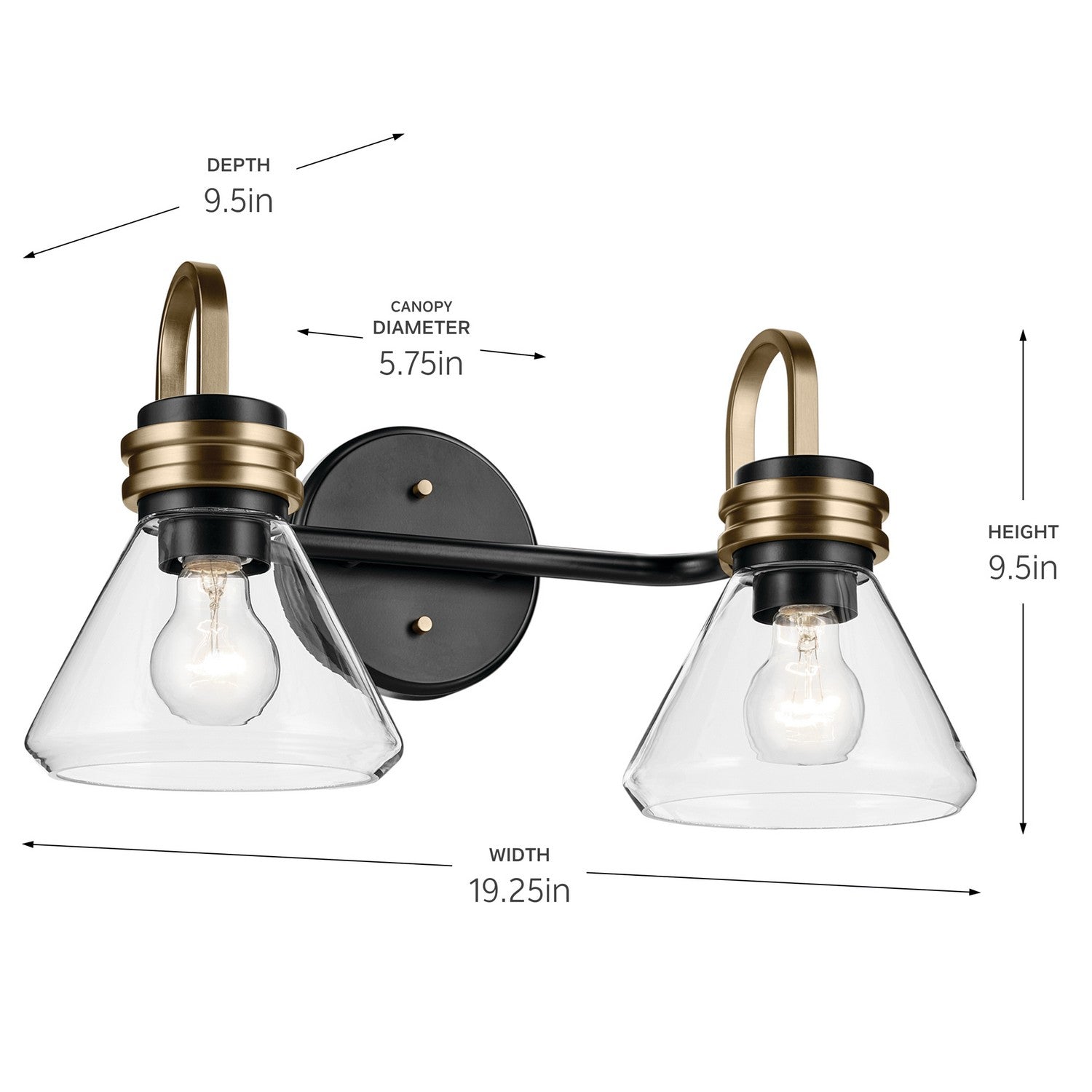 Kichler - 55154BKCLR - Two Light Bath - Farum - Black