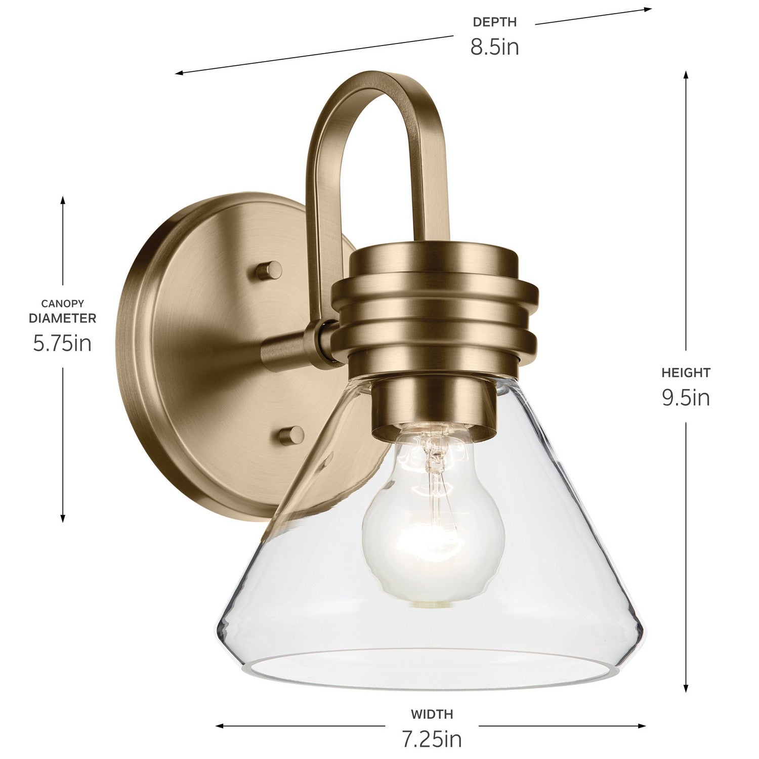 Kichler - 55153CPZCLR - One Light Wall Sconce - Farum - Champagne Bronze