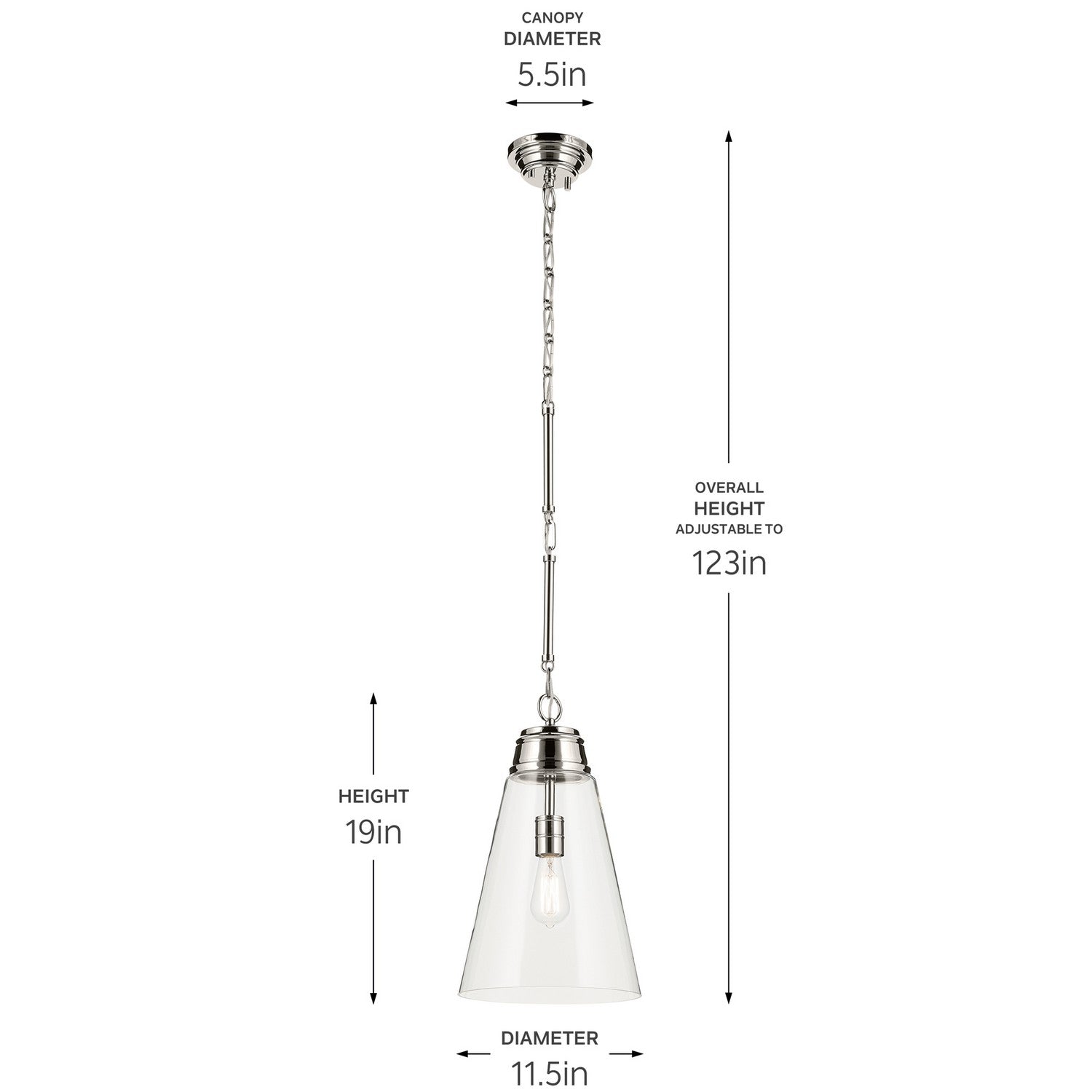 Kichler - 52661PNCLR - One Light Pendant - Marsailli - Polished Nickel