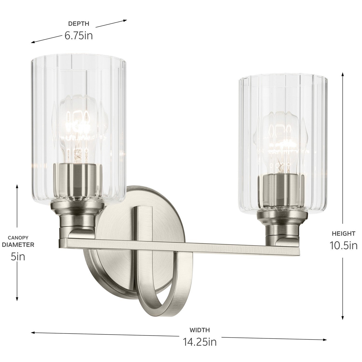 Kichler - 55225NIFLU - Two Light Bath - Gioe - Brushed Nickel