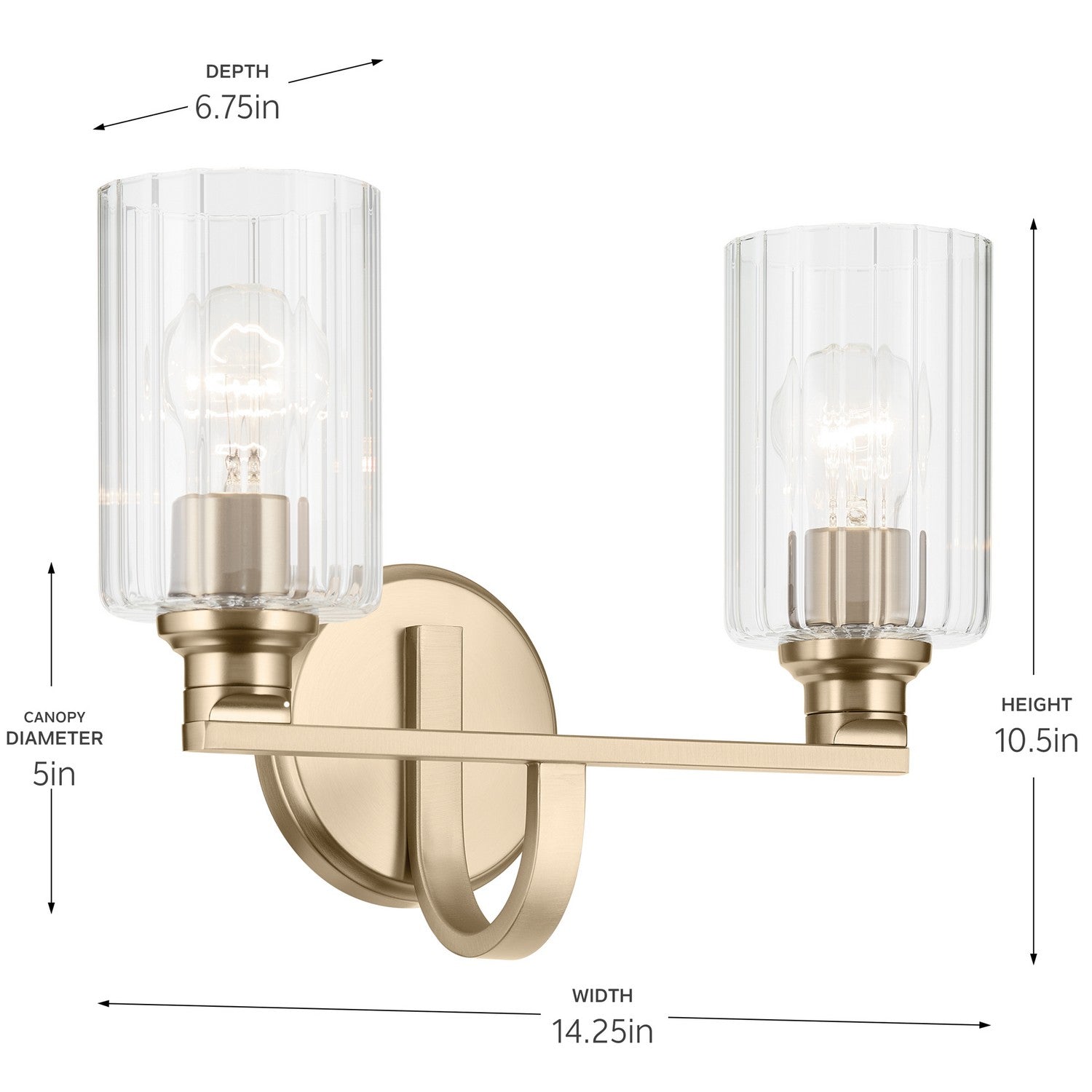 Kichler - 55225CPZFLU - Two Light Bath - Gioe - Champagne Bronze