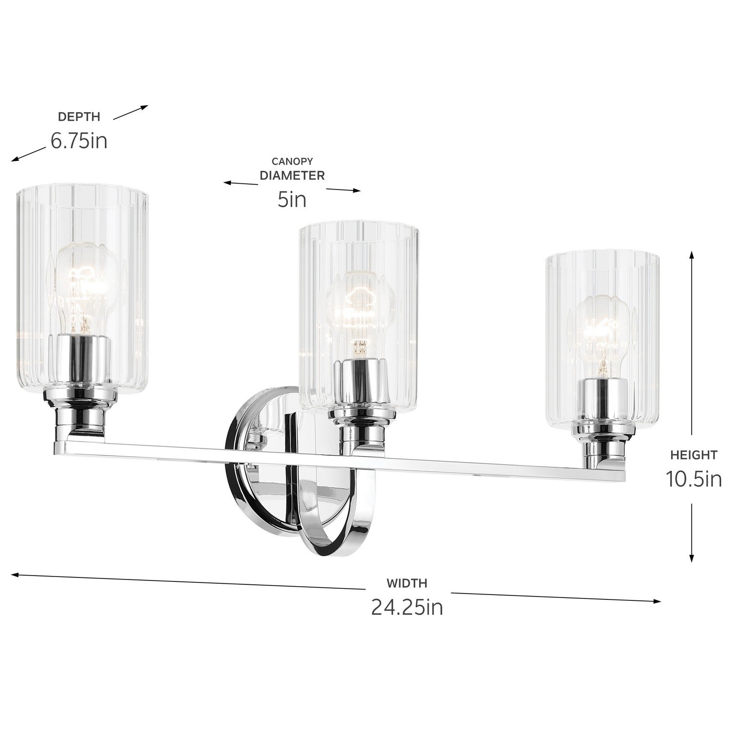 Kichler - 55226CHFLU - Three Light Bath - Gioe - Chrome