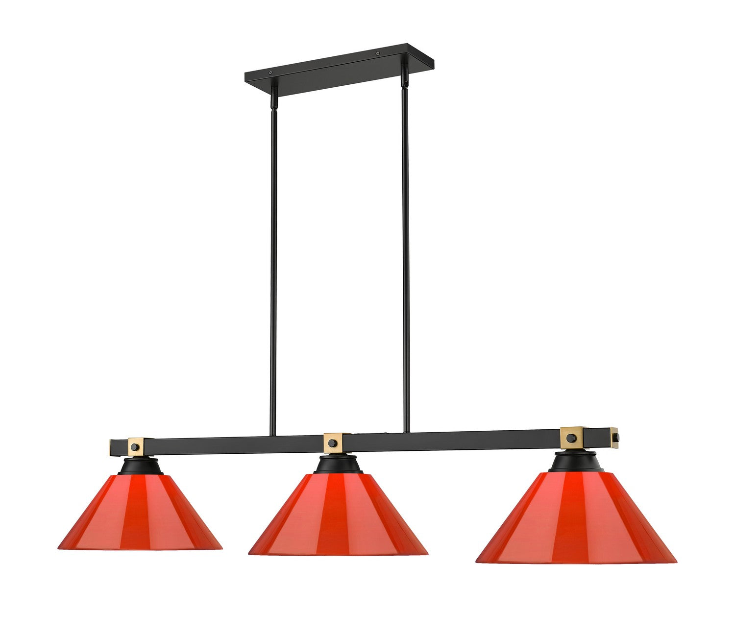 Z-Lite - 1955-3MB-RB-ARBG - Three Light Billiard - Bronte - Matte Black + Rubbed Brass
