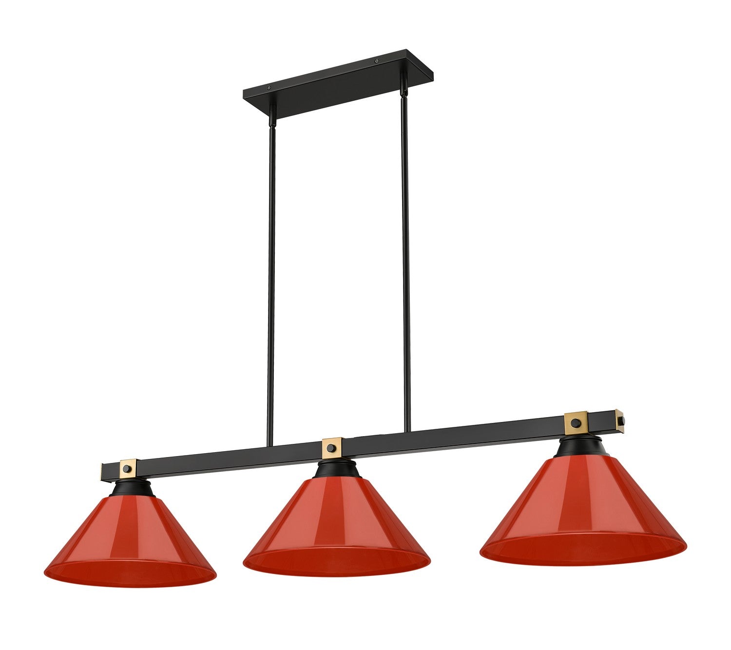 Z-Lite - 1955-3MB-RB-ARBG - Three Light Billiard - Bronte - Matte Black + Rubbed Brass