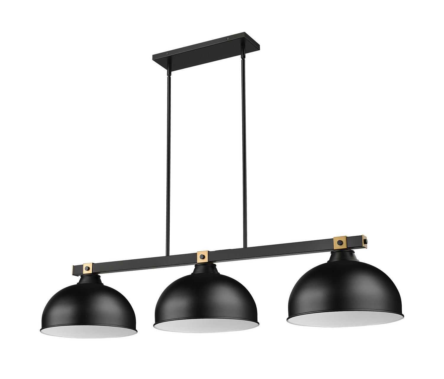 Z-Lite - 1955-3MB-RB-D13MB - Three Light Billiard - Bronte - Matte Black + Rubbed Brass