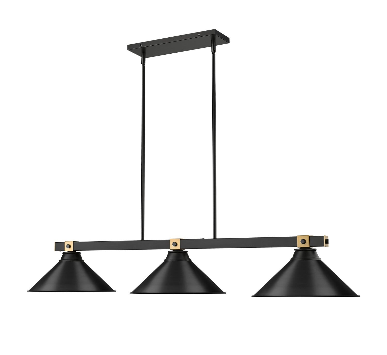 Z-Lite - 1955-3MB-RB-MB15 - Three Light Billiard - Bronte - Matte Black + Rubbed Brass