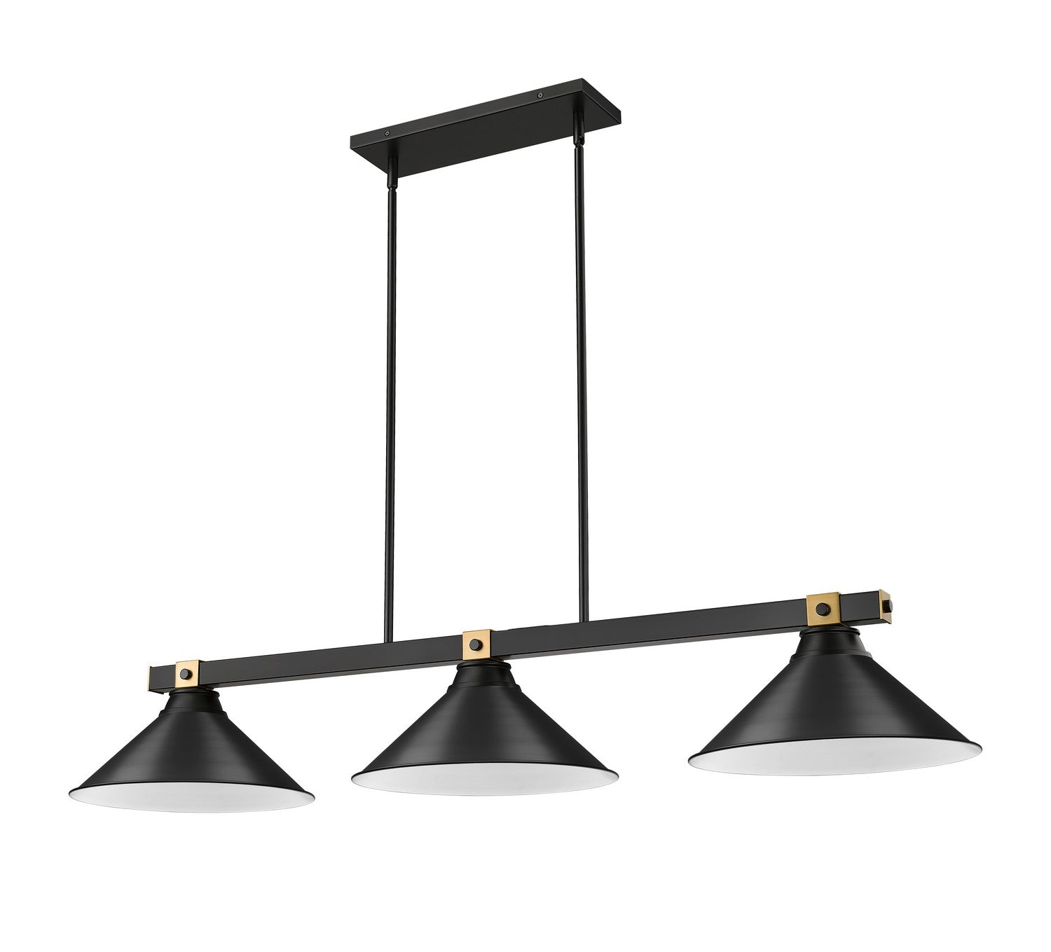 Z-Lite - 1955-3MB-RB-MB15 - Three Light Billiard - Bronte - Matte Black + Rubbed Brass
