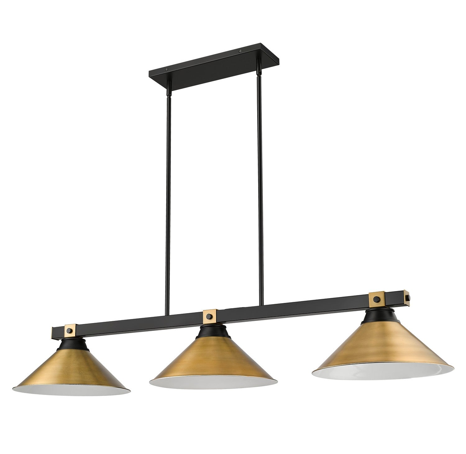 Z-Lite - 1955-3MB-RB-RB15 - Three Light Billiard - Bronte - Matte Black + Rubbed Brass