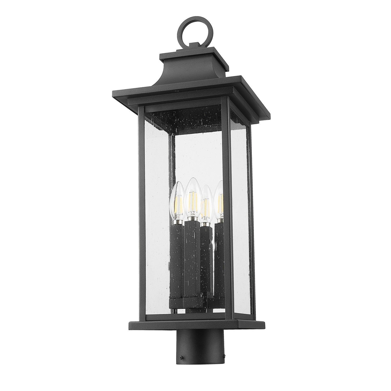 Z-Lite - 5017PHBR-BK - Four Light Outdoor Post Mount Fixture - Tiberius - Black