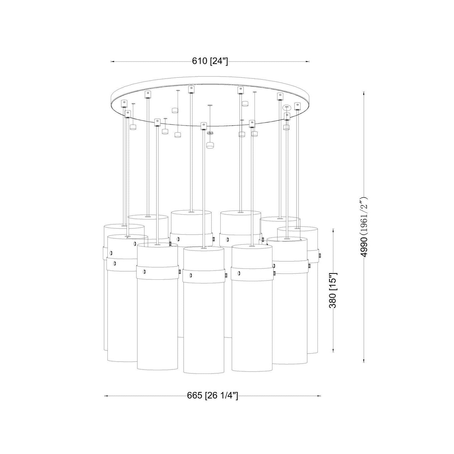 Z-Lite - 7002P5-11R-MB - 11 Light Chandelier - Fontaine - Matte Black