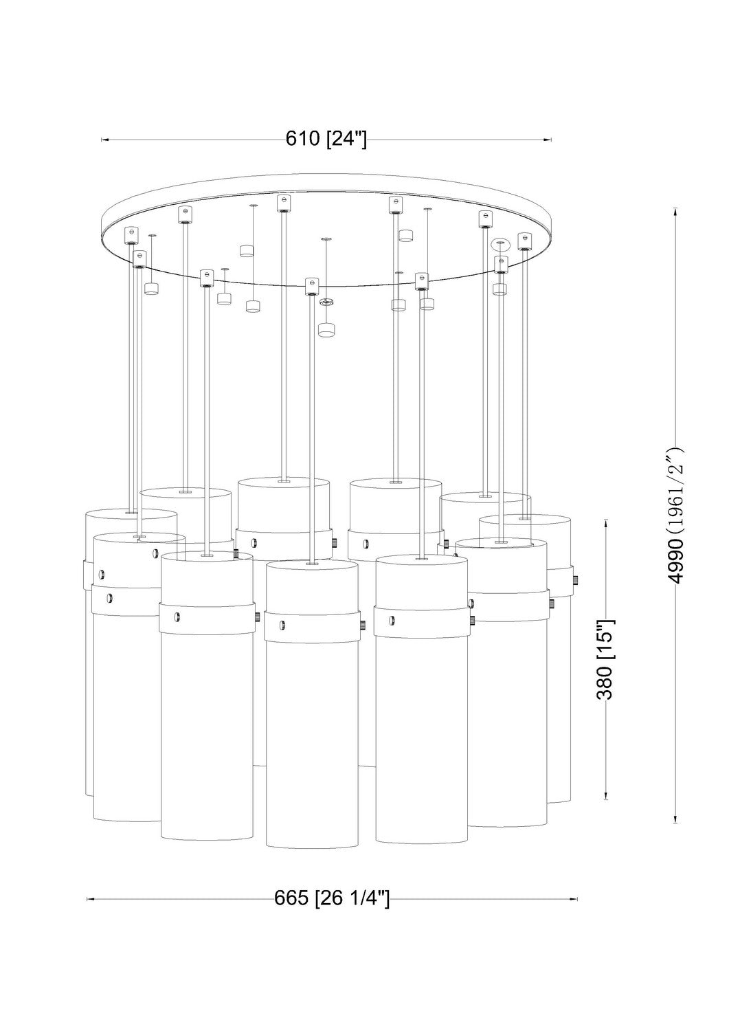 Z-Lite - 7002P5-11R-RB - 11 Light Chandelier - Fontaine - Rubbed Brass