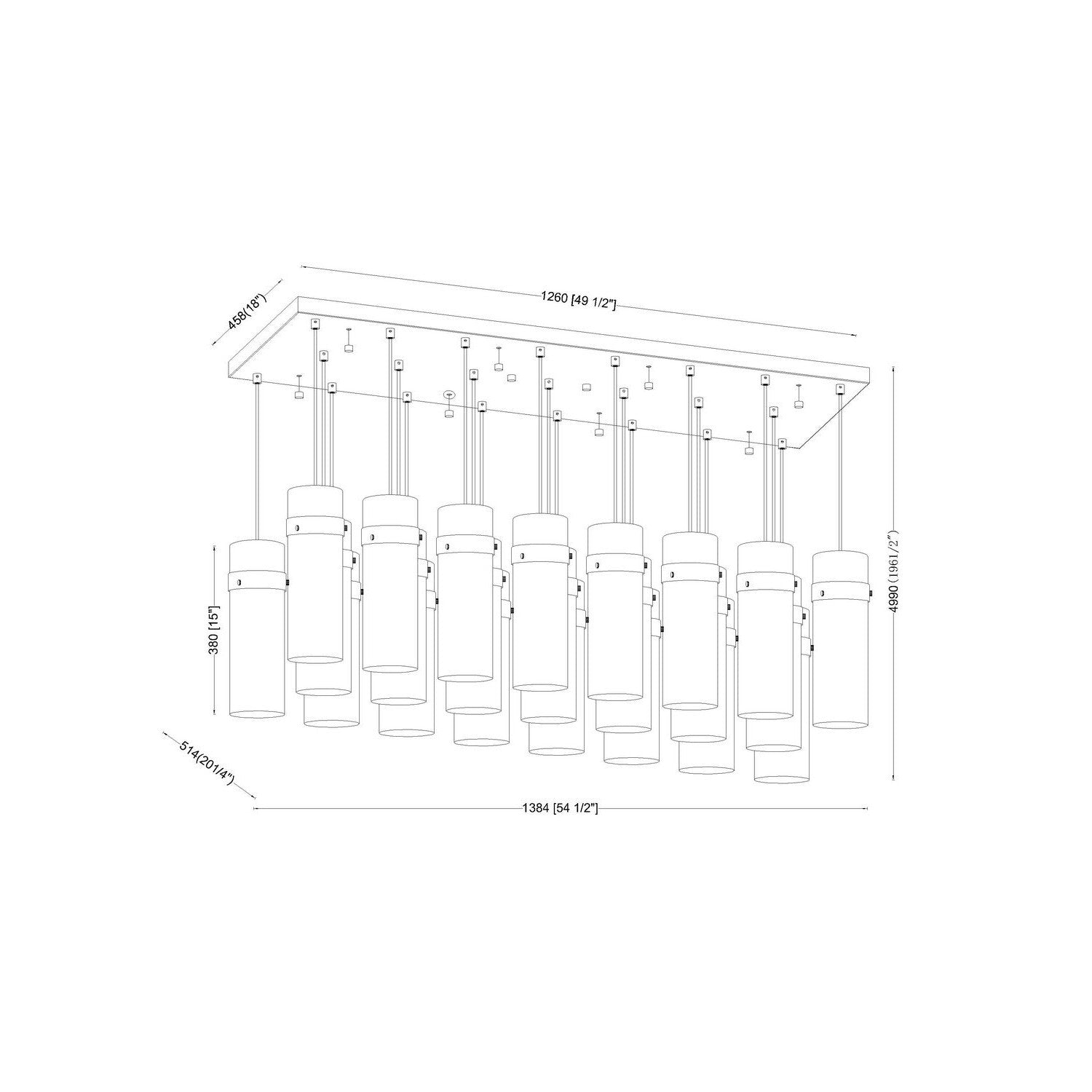 Z-Lite - 7002P5-23L-MB - 23 Light Linear Chandelier - Fontaine - Matte Black