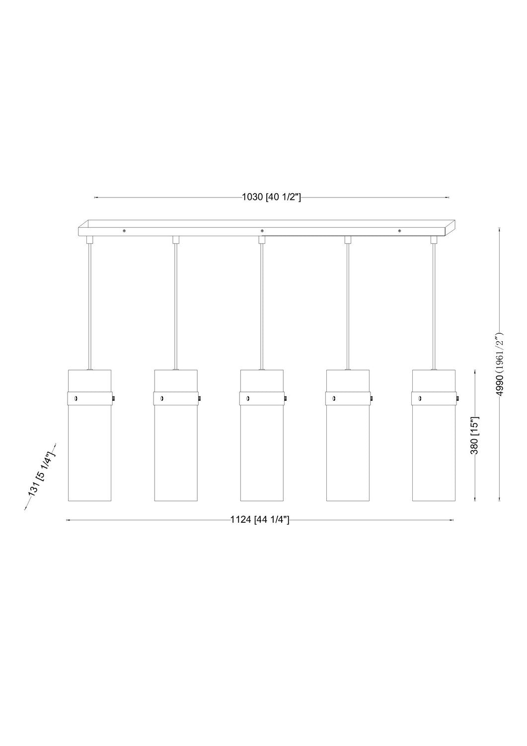 Z-Lite - 7002P5-5L-RB - Five Light Linear Chandelier - Fontaine - Rubbed Brass