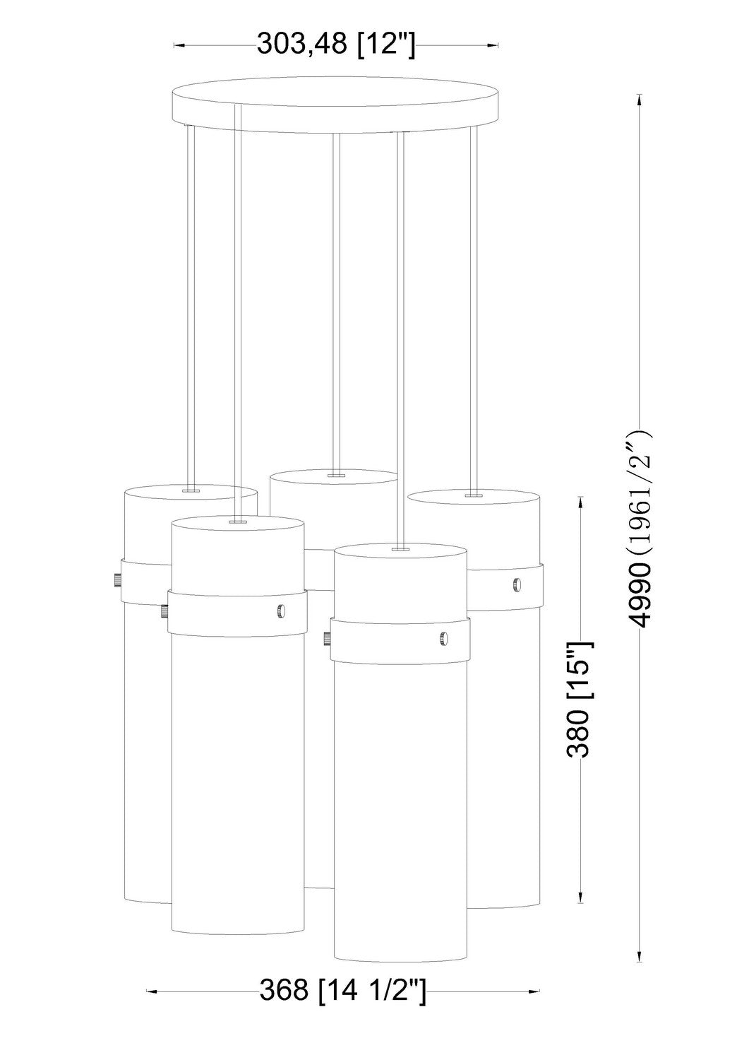 Z-Lite - 7002P5-5R-MB - Five Light Chandelier - Fontaine - Matte Black