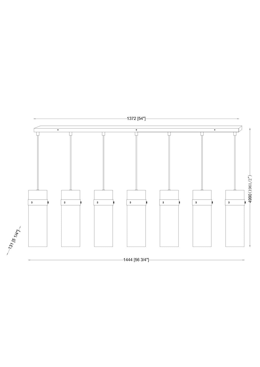 Z-Lite - 7002P5-7L-BN - Seven Light Linear Chandelier - Fontaine - Brushed Nickel
