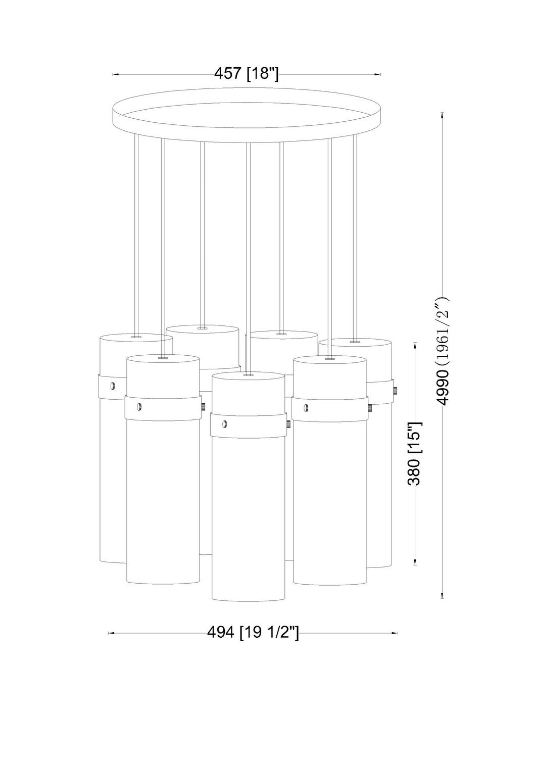 Z-Lite - 7002P5-7R-MB - Seven Light Chandelier - Fontaine - Matte Black