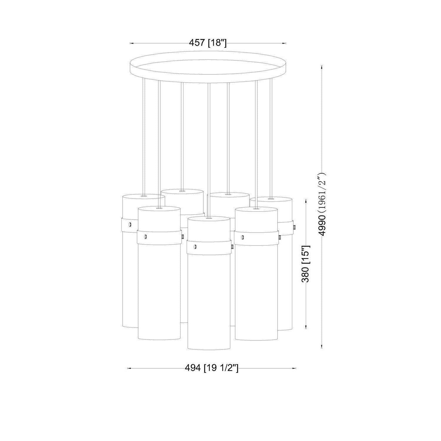 Z-Lite - 7002P5-7R-MB - Seven Light Chandelier - Fontaine - Matte Black