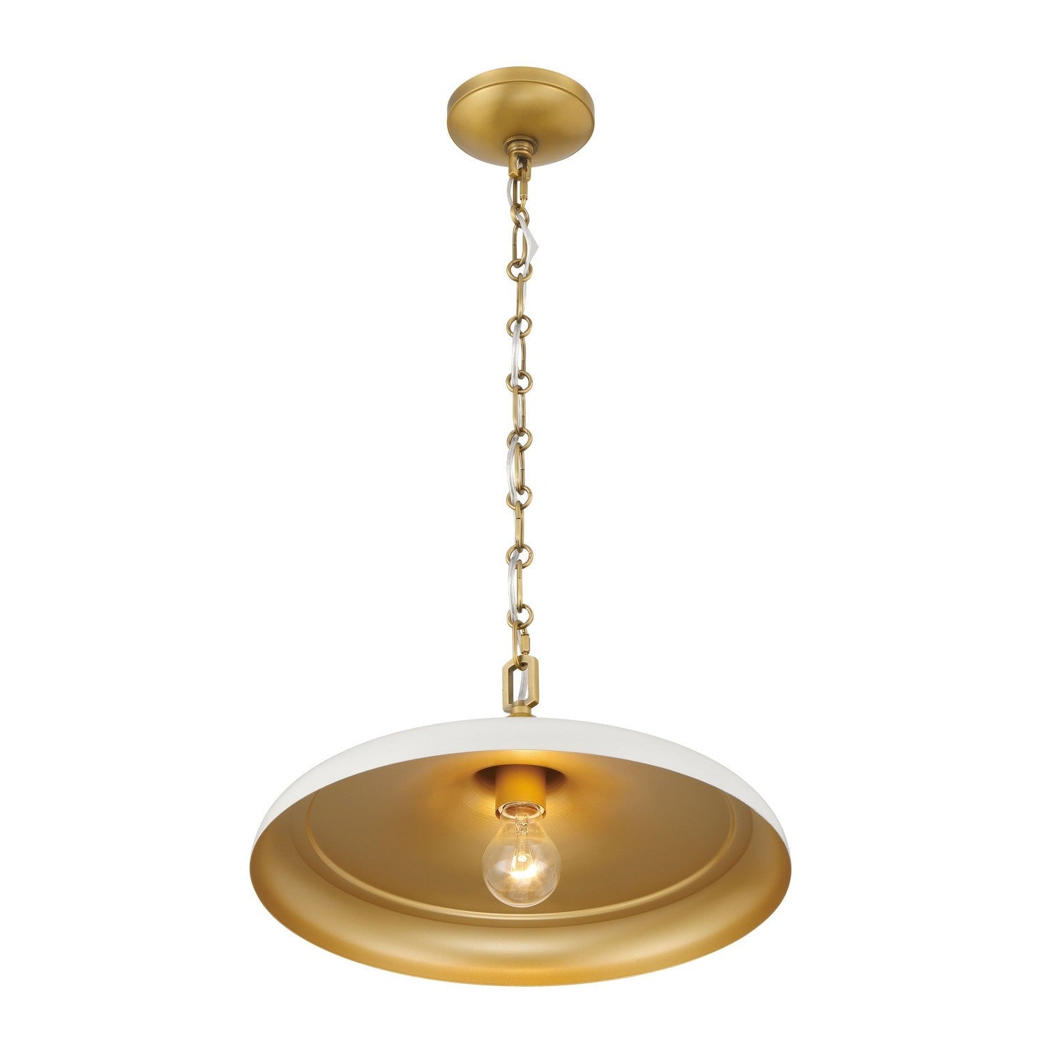 Minka-Lavery - 3935-879 - One Light Pendant - Crowne - Legacy Brass & Off White Cream