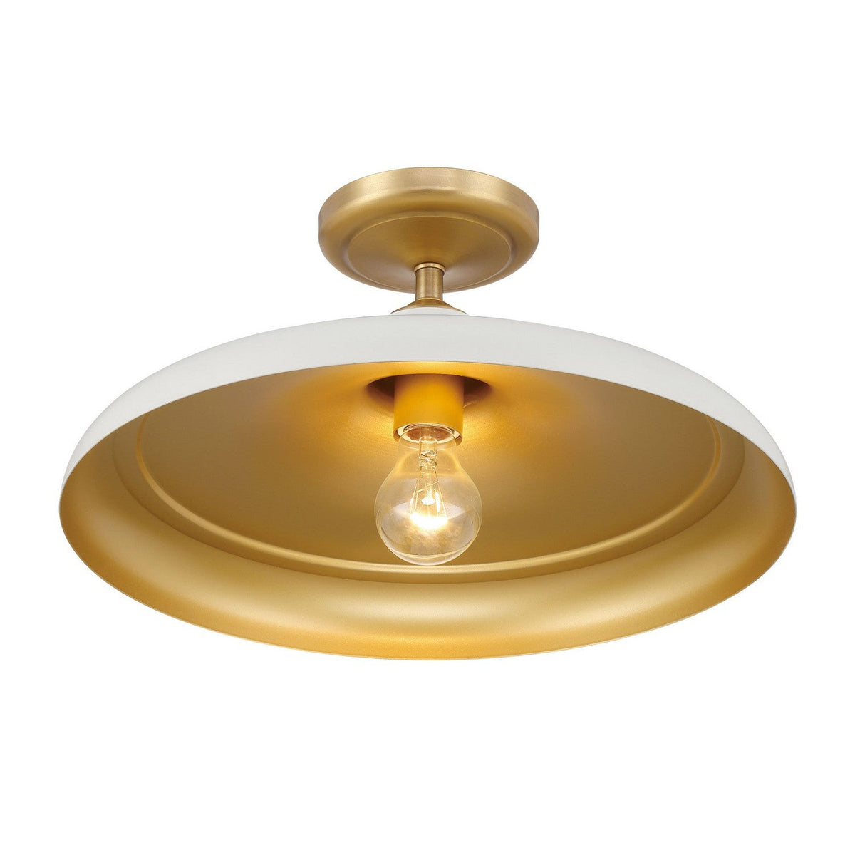 Minka-Lavery - 3936-879 - One Light Semi Flush Mount - Crowne - Legacy Brass & Off White Cream