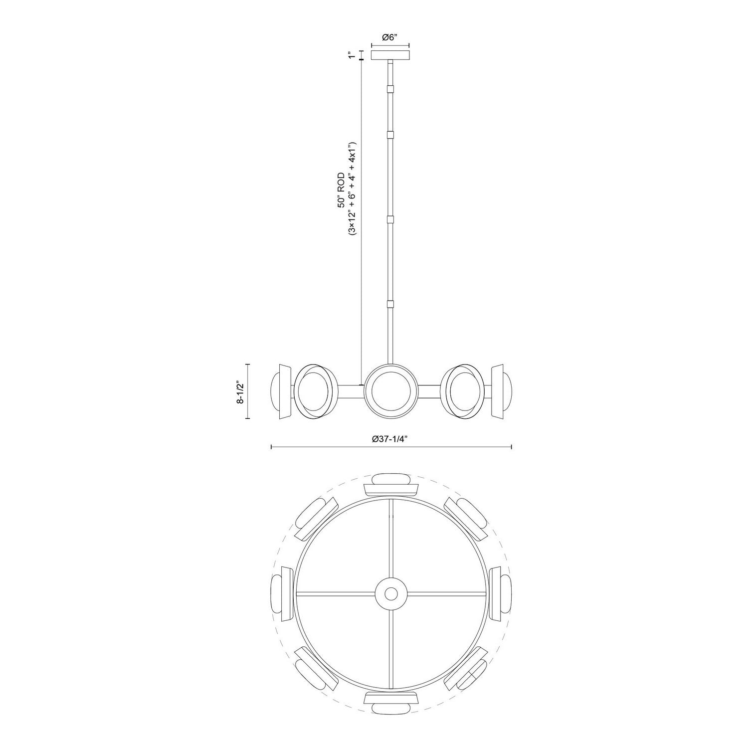 Alora - CH320837UBAR-UNV - LED Chandelier - Alonso - Urban Bronze/Alabaster