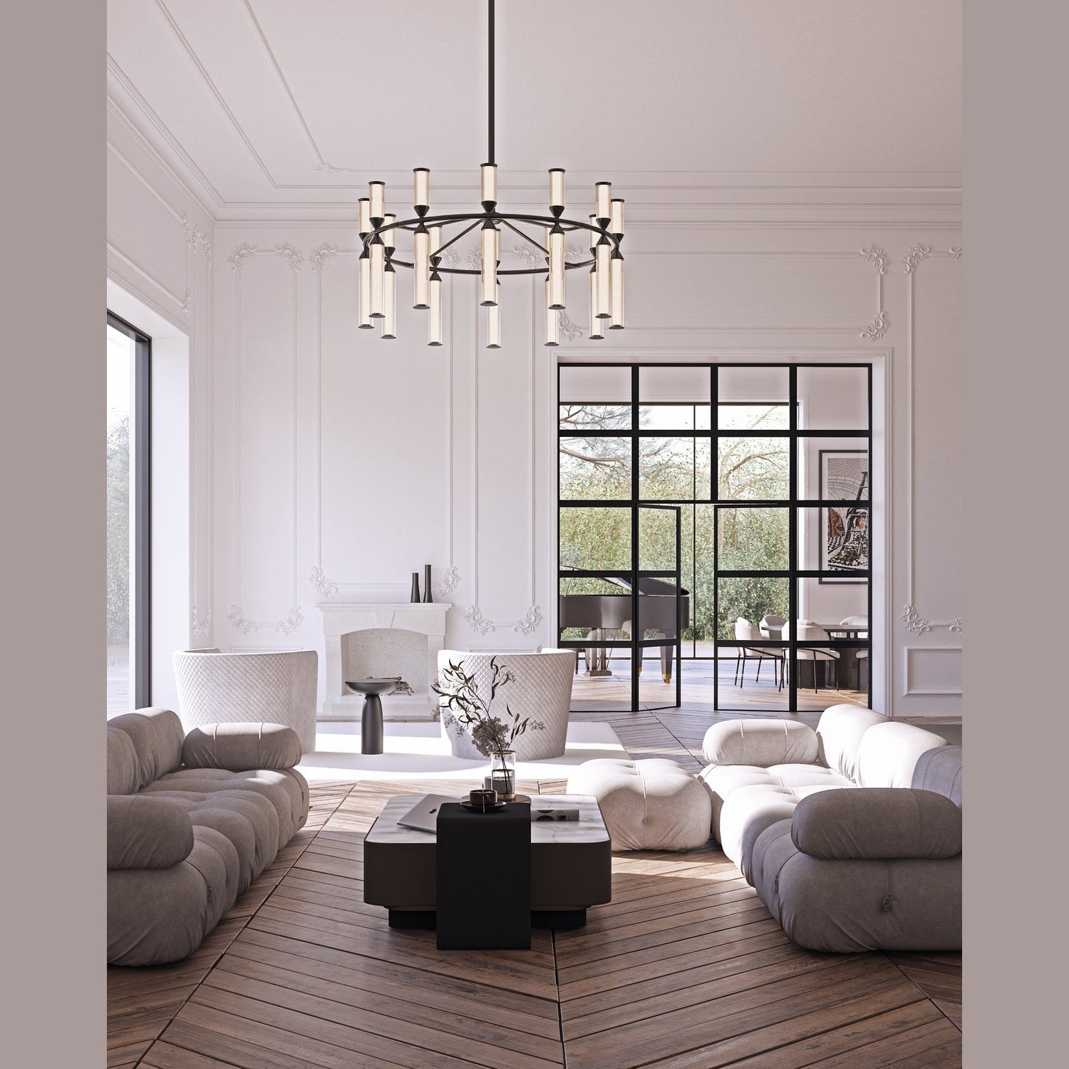 Alora - CH348038UBFR-UNV - LED Chandelier - Edwin - Urban Bronze/Frosted Ribbed Glass