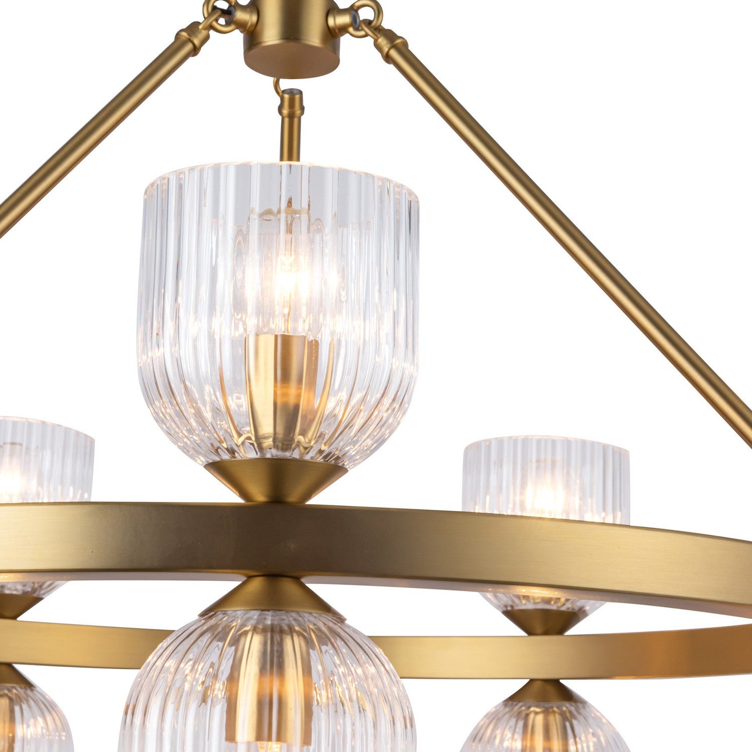 Alora - CH442626BGCR - Ten Light Chandelier - Nelly - Brushed Gold/Clear Ribbed Glass