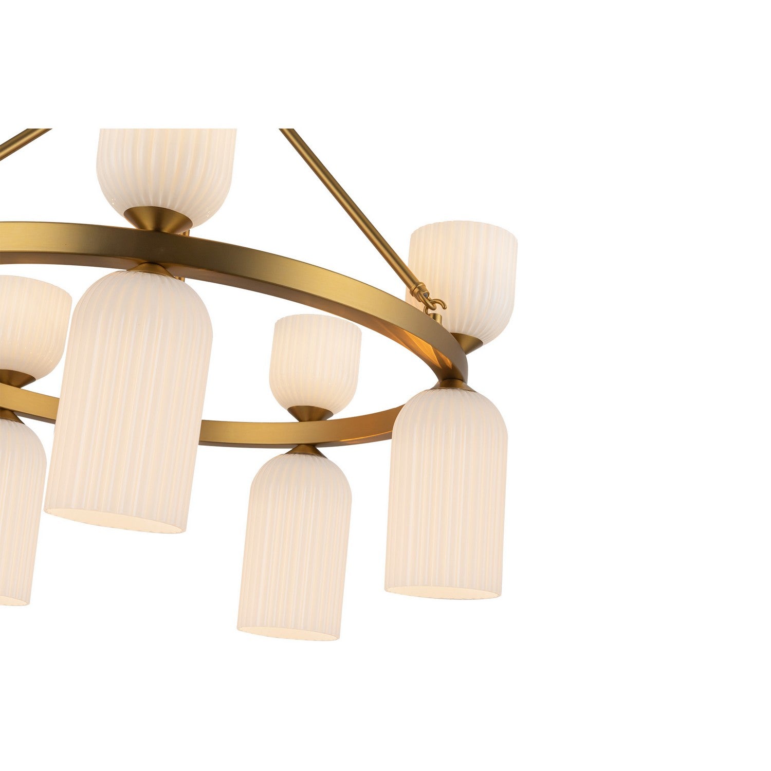Alora - CH442626BGGR - Ten Light Chandelier - Nelly - Brushed Gold/Glossy Ribbed Opal Glass