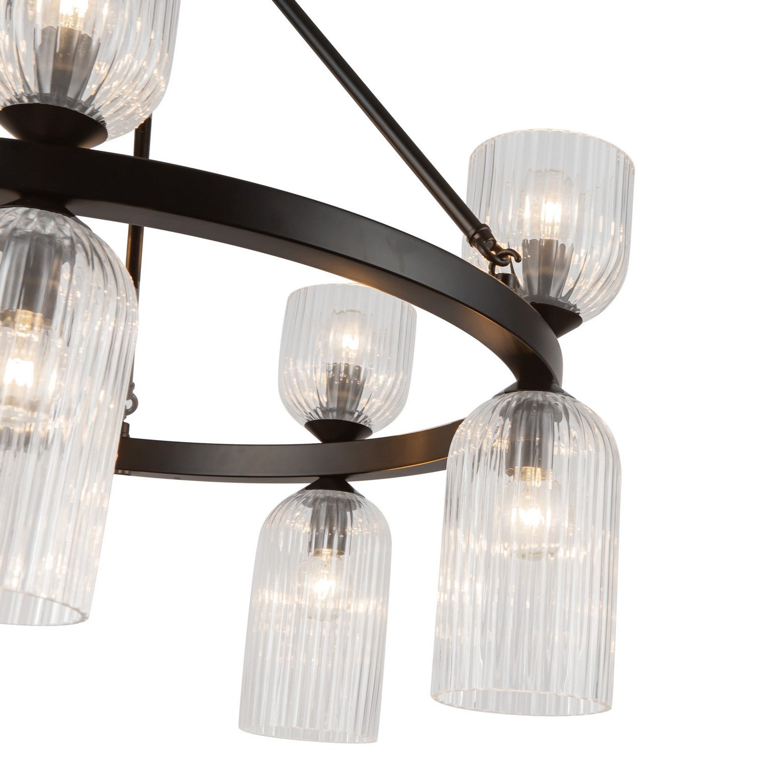 Alora - CH442626MBCR - Ten Light Chandelier - Nelly - Matte Black/Clear Ribbed Glass