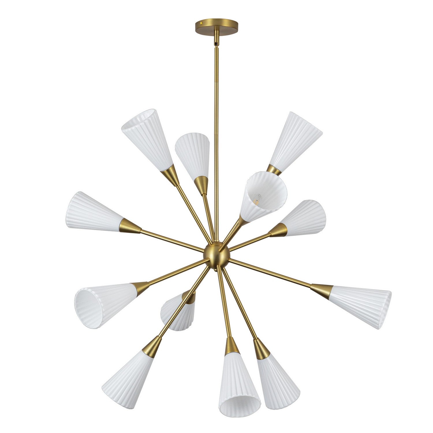 Alora - CH462039BGGR - 12 Light Chandelier - Cosmo - Brushed Gold/Glossy Ribbed Opal Glass