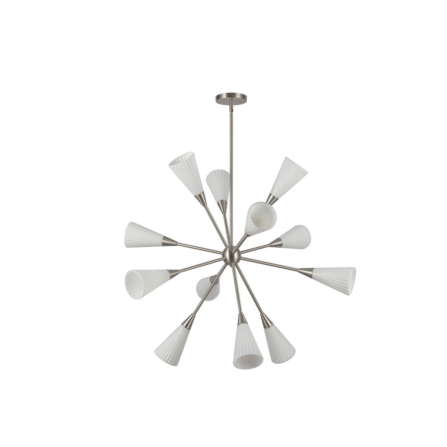 Alora - CH462039BNGR - 12 Light Chandelier - Cosmo - Brushed Nickel/Glossy Ribbed Opal Glass