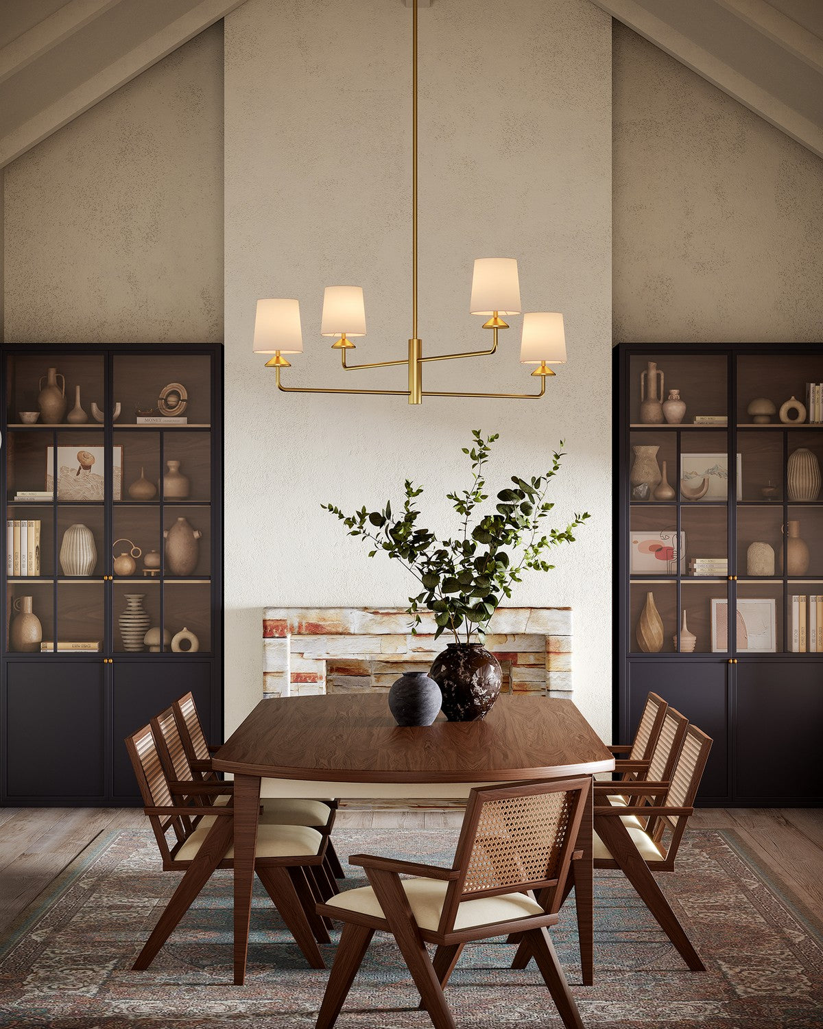 Alora - CH497445BGWL - Four Light Chandelier - Bridgette - Brushed Gold/White Linen