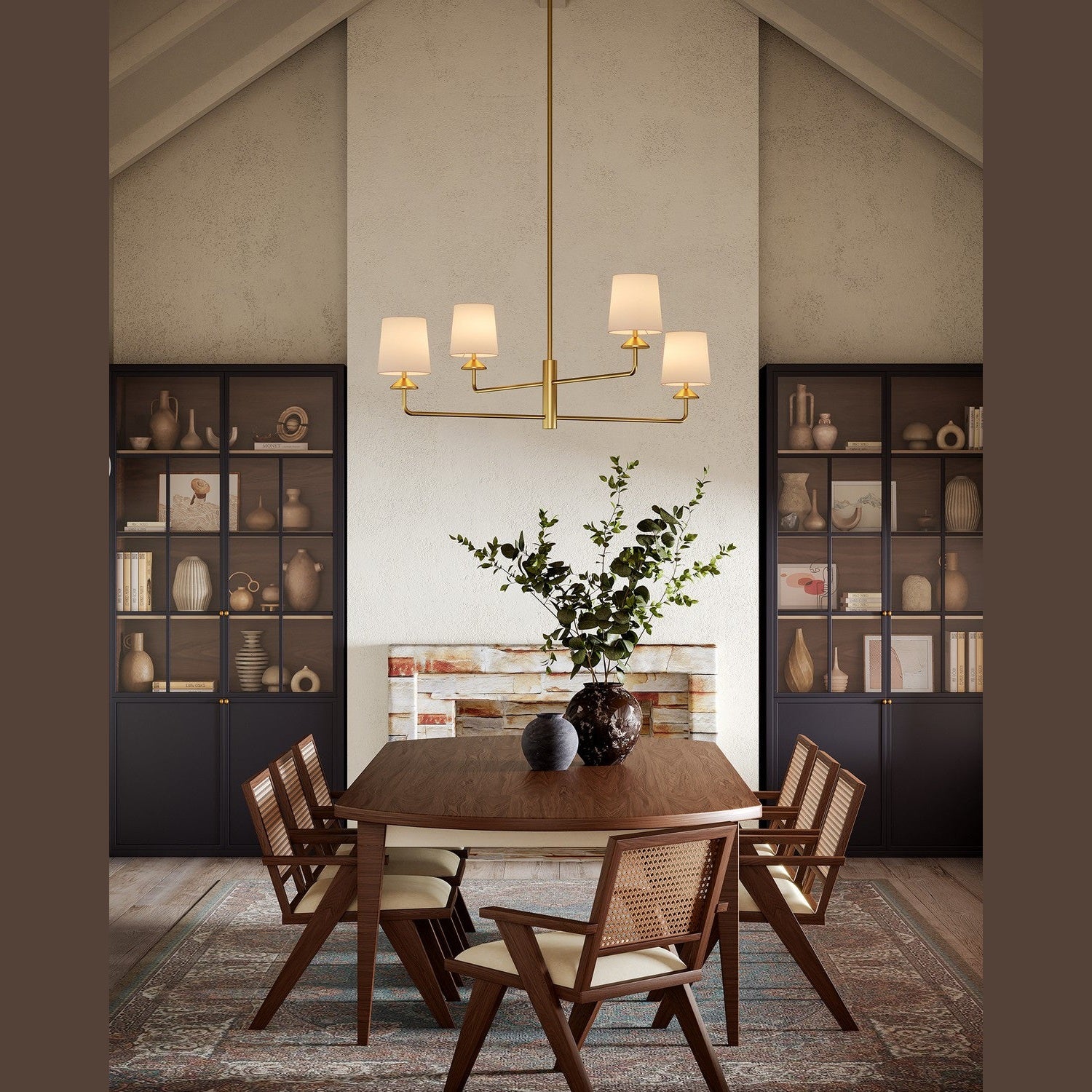 Alora - CH497445BGWL - Four Light Chandelier - Bridgette - Brushed Gold/White Linen