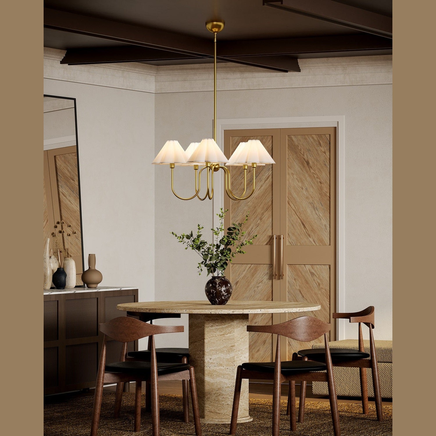 Alora - CH610530BGFW - Five Light Chandelier - Rosemary - Brushed Gold/Folded White